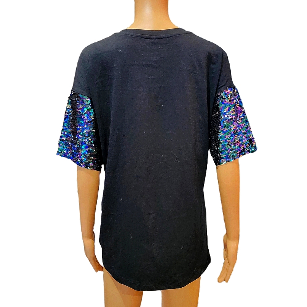 Wild Fable Black Top with Multi Color Sequin Sleeves NWT Small - Picture 4 of 5